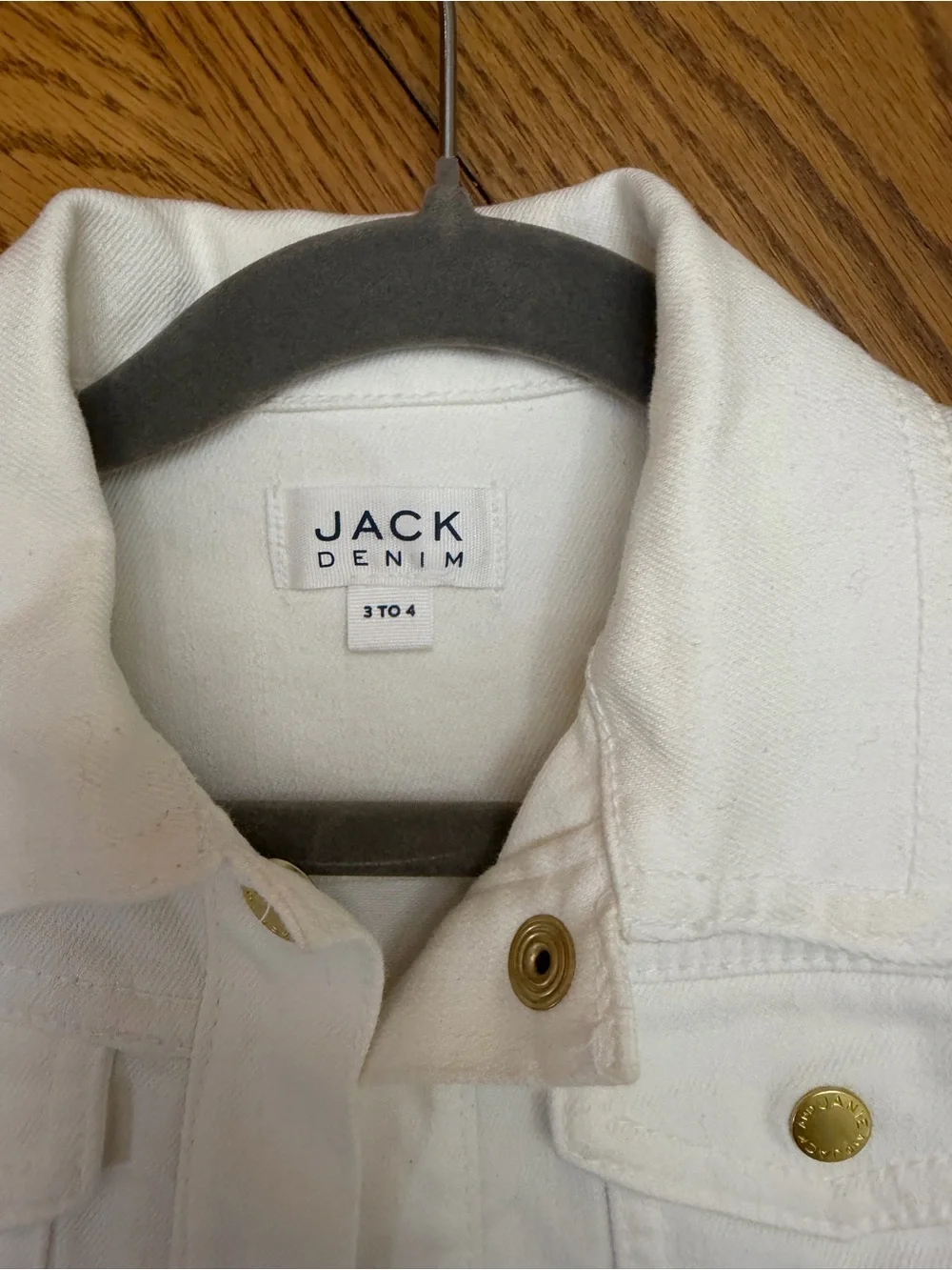 Janie and Jack Puff Sleeve White Denim Jacket with Gold Buttons